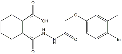 (1S,2R)-2-({2-[2-(4-bromo-3-methylphenoxy)acetyl]hydrazino}carbonyl)cyclohexanecarboxylic acid Struktur