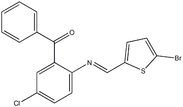 (2-{[(E)-(5-bromo-2-thienyl)methylidene]amino}-5-chlorophenyl)(phenyl)methanone Struktur