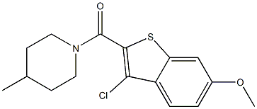 (3-chloro-6-methoxy-1-benzothiophen-2-yl)(4-methyl-1-piperidinyl)methanone Struktur