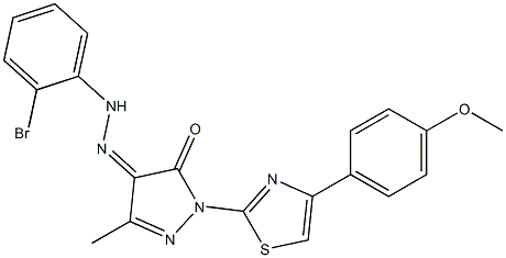 1-[4-(4-methoxyphenyl)-1,3-thiazol-2-yl]-3-methyl-1H-pyrazole-4,5-dione 4-[N-(2-bromophenyl)hydrazone] Struktur