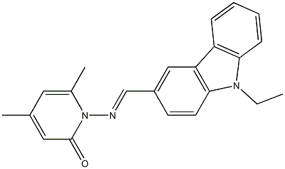 1-{[(E)-(9-ethyl-9H-carbazol-3-yl)methylidene]amino}-4,6-dimethyl-2(1H)-pyridinone Struktur