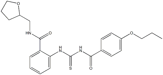 2-({[(4-propoxybenzoyl)amino]carbothioyl}amino)-N-(tetrahydro-2-furanylmethyl)benzamide Struktur