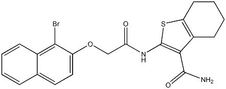 2-({2-[(1-bromo-2-naphthyl)oxy]acetyl}amino)-4,5,6,7-tetrahydro-1-benzothiophene-3-carboxamide Struktur