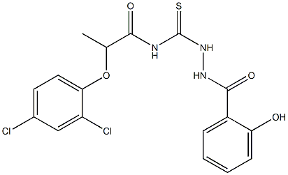 2-(2,4-dichlorophenoxy)-N-{[2-(2-hydroxybenzoyl)hydrazino]carbothioyl}propanamide Struktur