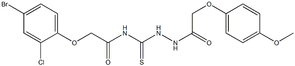 2-(4-bromo-2-chlorophenoxy)-N-({2-[2-(4-methoxyphenoxy)acetyl]hydrazino}carbothioyl)acetamide Struktur