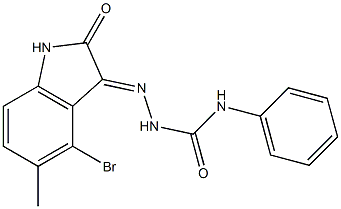 2-(4-bromo-5-methyl-2-oxo-1,2-dihydro-3H-indol-3-ylidene)-N-phenyl-1-hydrazinecarboxamide Struktur