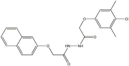 2-(4-chloro-3,5-dimethylphenoxy)-N'-[2-(2-naphthyloxy)acetyl]acetohydrazide Struktur