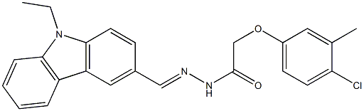 2-(4-chloro-3-methylphenoxy)-N'-[(E)-(9-ethyl-9H-carbazol-3-yl)methylidene]acetohydrazide Struktur