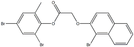 2,4-dibromo-6-methylphenyl 2-[(1-bromo-2-naphthyl)oxy]acetate Struktur