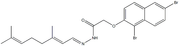 2-[(1,6-dibromo-2-naphthyl)oxy]-N'-[(E,2E)-3,7-dimethyl-2,6-octadienylidene]acetohydrazide Struktur