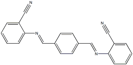 2-{[(E)-(4-{[(2-cyanophenyl)imino]methyl}phenyl)methylidene]amino}benzonitrile Struktur