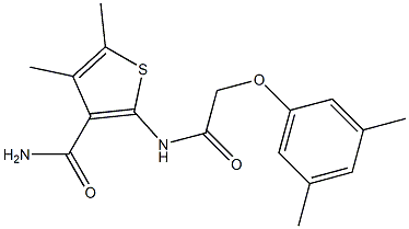 2-{[2-(3,5-dimethylphenoxy)acetyl]amino}-4,5-dimethyl-3-thiophenecarboxamide Struktur