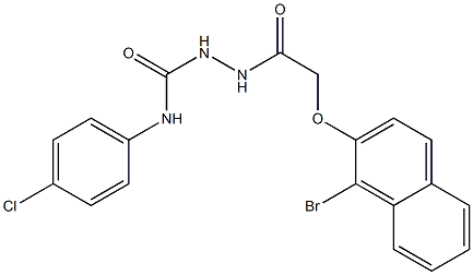 2-{2-[(1-bromo-2-naphthyl)oxy]acetyl}-N-(4-chlorophenyl)-1-hydrazinecarboxamide Struktur