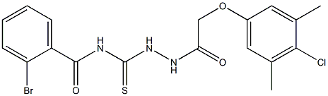 2-bromo-N-({2-[2-(4-chloro-3,5-dimethylphenoxy)acetyl]hydrazino}carbothioyl)benzamide Struktur