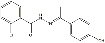 2-chloro-N'-[(E)-1-(4-hydroxyphenyl)ethylidene]benzohydrazide Struktur