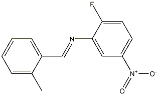 N-(2-fluoro-5-nitrophenyl)-N-[(E)-(2-methylphenyl)methylidene]amine Struktur