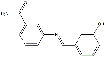 3-{[(E)-(3-hydroxyphenyl)methylidene]amino}benzamide Struktur