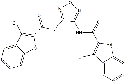 3-chloro-N-(4-{[(3-chloro-1-benzothiophen-2-yl)carbonyl]amino}-1,2,5-oxadiazol-3-yl)-1-benzothiophene-2-carboxamide Struktur