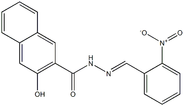 3-hydroxy-N'-[(E)-(2-nitrophenyl)methylidene]-2-naphthohydrazide Struktur