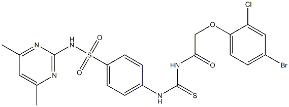 4-[({[2-(4-bromo-2-chlorophenoxy)acetyl]amino}carbothioyl)amino]-N-(4,6-dimethyl-2-pyrimidinyl)benzenesulfonamide Struktur