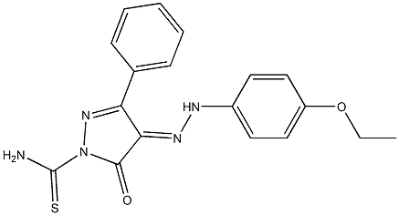 4-[(E)-2-(4-ethoxyphenyl)hydrazono]-5-oxo-3-phenyl-4,5-dihydro-1H-pyrazole-1-carbothioamide Struktur