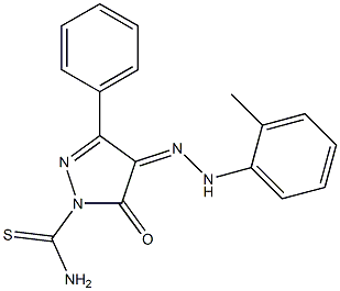 4-[(Z)-2-(2-methylphenyl)hydrazono]-5-oxo-3-phenyl-1H-pyrazole-1(5H)-carbothioamide Struktur