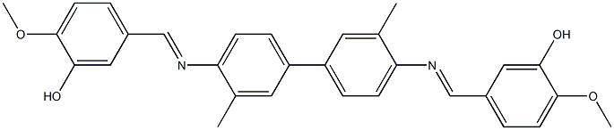 5-{[(4'-{[(E)-(3-hydroxy-4-methoxyphenyl)methylidene]amino}-3,3'-dimethyl[1,1'-biphenyl]-4-yl)imino]methyl}-2-methoxyphenol Struktur