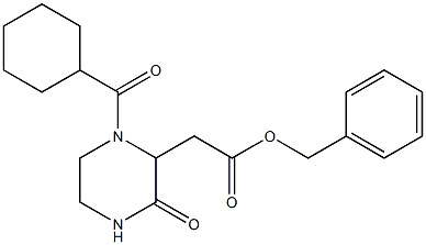 benzyl 2-[1-(cyclohexylcarbonyl)-3-oxo-2-piperazinyl]acetate Struktur