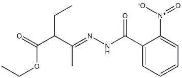 ethyl 2-ethyl-3-[(E)-2-(2-nitrobenzoyl)hydrazono]butanoate Struktur