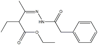 ethyl 2-ethyl-3-[(Z)-2-(2-phenylacetyl)hydrazono]butanoate Struktur