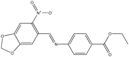 ethyl 4-{[(E)-(6-nitro-1,3-benzodioxol-5-yl)methylidene]amino}benzoate Struktur