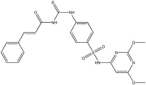 N-(2,6-dimethoxy-4-pyrimidinyl)-4-[({[(E)-3-phenyl-2-propenoyl]amino}carbothioyl)amino]benzenesulfonamide Struktur