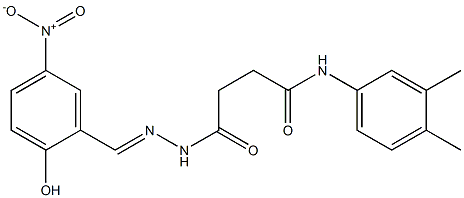 N-(3,4-dimethylphenyl)-4-{2-[(E)-(2-hydroxy-5-nitrophenyl)methylidene]hydrazino}-4-oxobutanamide Struktur