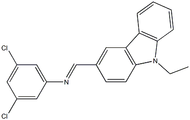 3,5-dichloro-N-[(E)-(9-ethyl-9H-carbazol-3-yl)methylidene]aniline Struktur