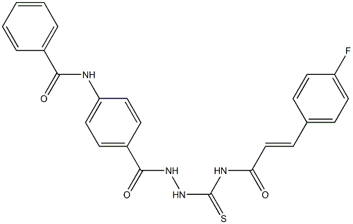 N-(4-{[2-({[(E)-3-(4-fluorophenyl)-2-propenoyl]amino}carbothioyl)hydrazino]carbonyl}phenyl)benzamide Struktur