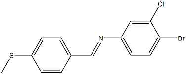 4-bromo-3-chloro-N-{(E)-[4-(methylsulfanyl)phenyl]methylidene}aniline Struktur