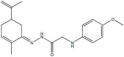 N'-(5-isopropenyl-2-methyl-2-cyclohexen-1-ylidene)-2-(4-methoxyanilino)acetohydrazide Struktur