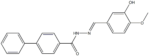 N'-[(E)-(3-hydroxy-4-methoxyphenyl)methylidene][1,1'-biphenyl]-4-carbohydrazide Struktur