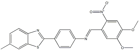 N-[(E)-(4,5-dimethoxy-2-nitrophenyl)methylidene]-N-[4-(6-methyl-1,3-benzothiazol-2-yl)phenyl]amine Struktur