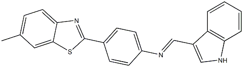 N-[(E)-1H-indol-3-ylmethylidene]-N-[4-(6-methyl-1,3-benzothiazol-2-yl)phenyl]amine Struktur