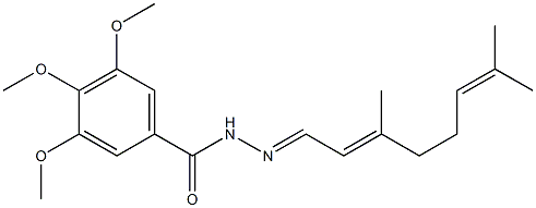 N'-[(E,2E)-3,7-dimethyl-2,6-octadienylidene]-3,4,5-trimethoxybenzohydrazide Struktur