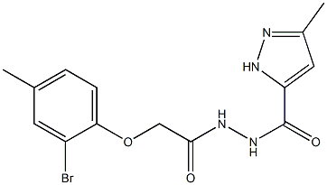 N'-[2-(2-bromo-4-methylphenoxy)acetyl]-3-methyl-1H-pyrazole-5-carbohydrazide Struktur