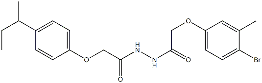 N'-[2-(4-bromo-3-methylphenoxy)acetyl]-2-[4-(sec-butyl)phenoxy]acetohydrazide Struktur