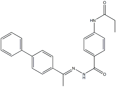 N-[4-({2-[(E)-1-[1,1'-biphenyl]-4-ylethylidene]hydrazino}carbonyl)phenyl]propanamide Struktur