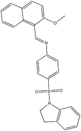 4-(2,3-dihydro-1H-indol-1-ylsulfonyl)-N-[(E)-(2-methoxy-1-naphthyl)methylidene]aniline Struktur