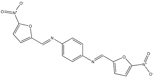 N-[(E)-(5-nitro-2-furyl)methylidene]-N-(4-{[(E)-(5-nitro-2-furyl)methylidene]amino}phenyl)amine Struktur