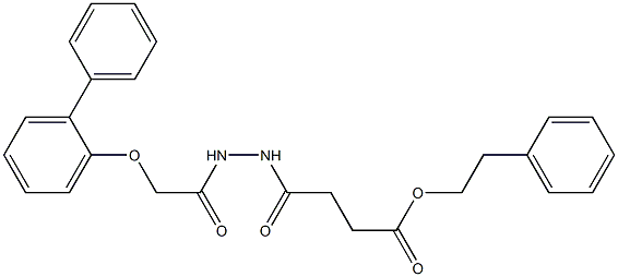 phenethyl 4-{2-[2-([1,1'-biphenyl]-2-yloxy)acetyl]hydrazino}-4-oxobutanoate Struktur