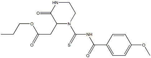 propyl 2-(1-{[(4-methoxybenzoyl)amino]carbothioyl}-3-oxo-2-piperazinyl)acetate Struktur