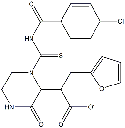 tetrahydro-2-furanylmethyl 2-(1-{[(4-chlorobenzoyl)amino]carbothioyl}-3-oxo-2-piperazinyl)acetate Struktur