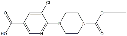 6-[4-(tert-butoxycarbonyl)piperazino]-5-chloronicotinic acid Struktur